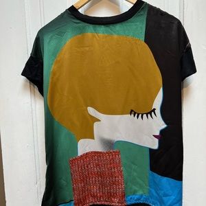 Zara art faces blouse